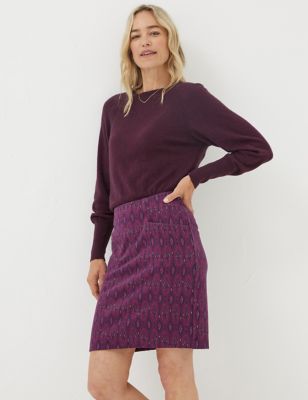 Fatface Womens Jersey Geometric Mini A-Line Skirt - 18 - Purple Mix, Purple Mix