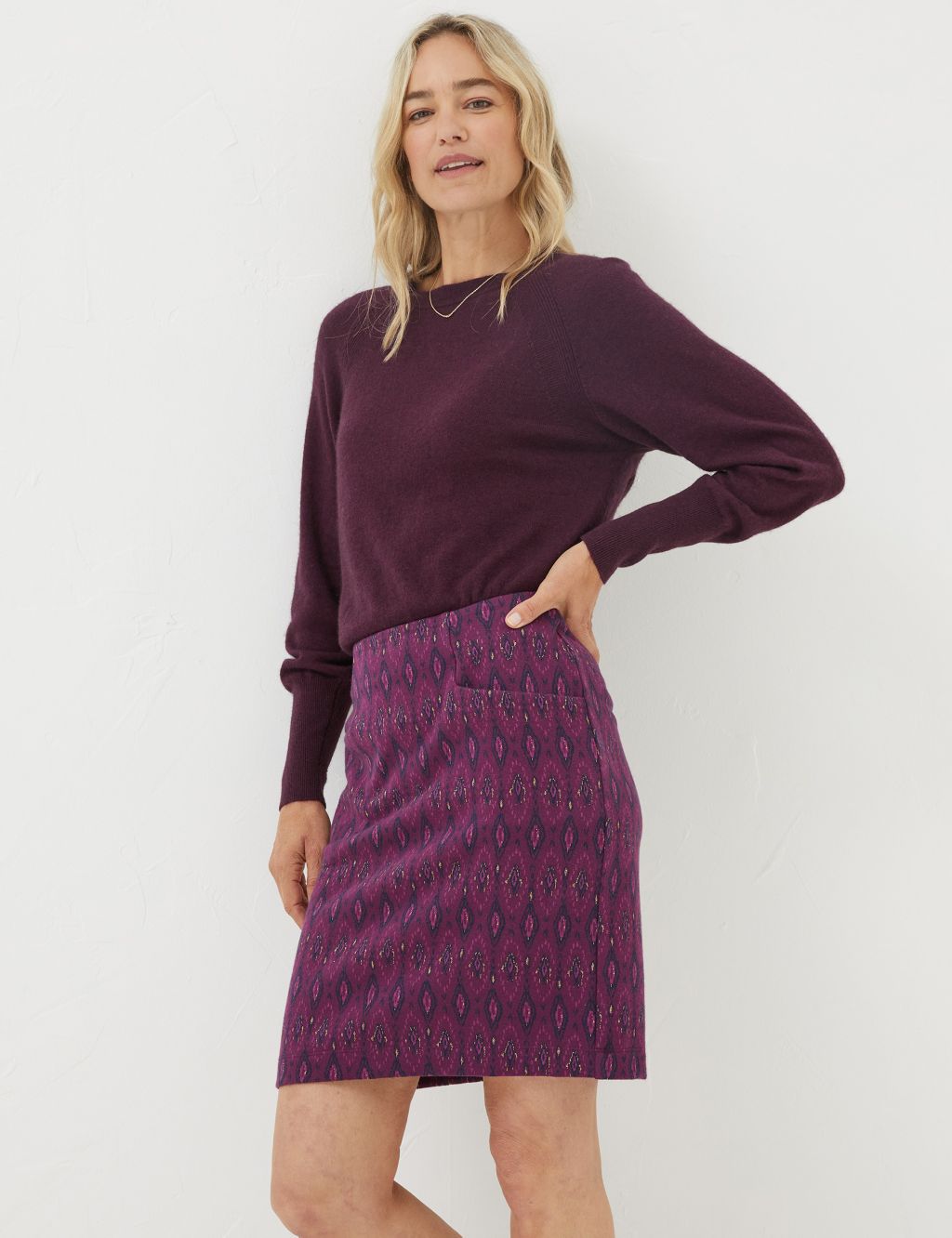 Jersey Geometric Mini A-Line Skirt