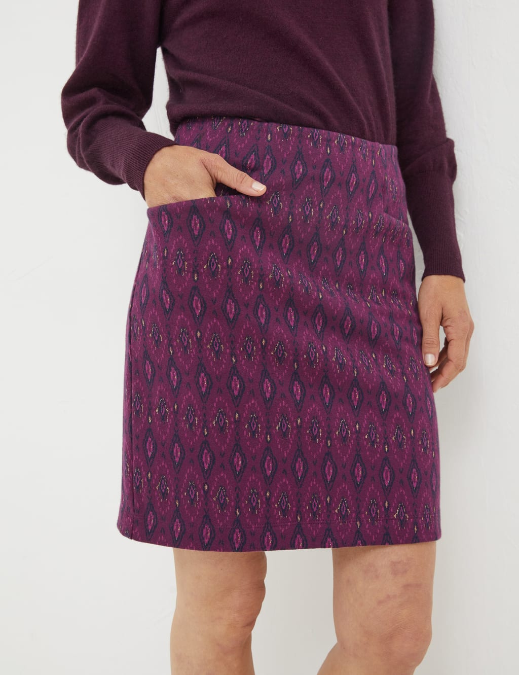 Jersey Geometric Mini A-Line Skirt image 3