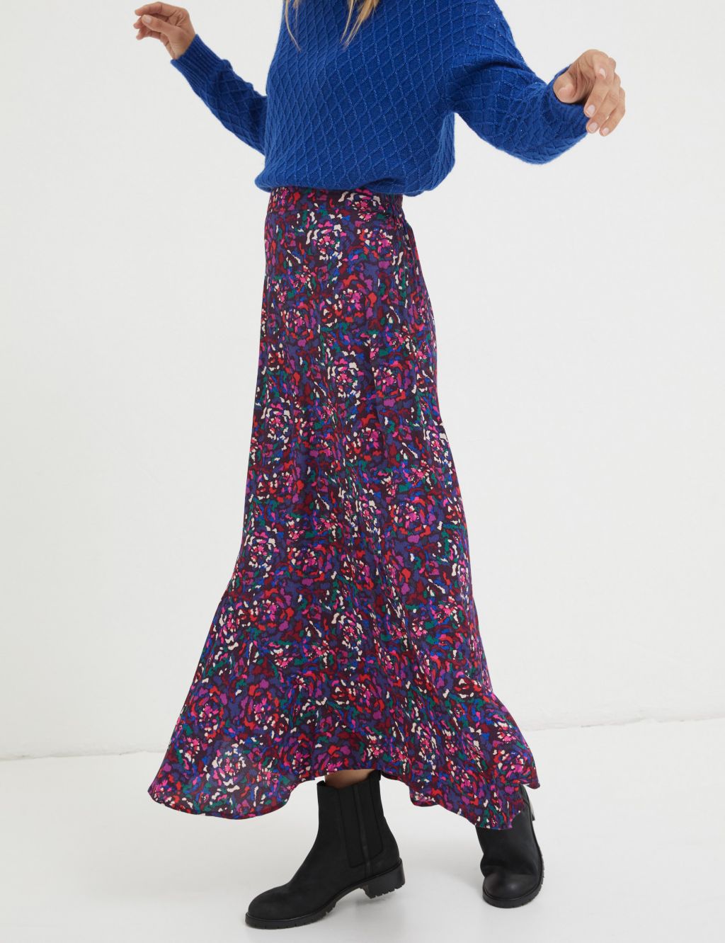 Floral Midi A-Line Skirt image 1