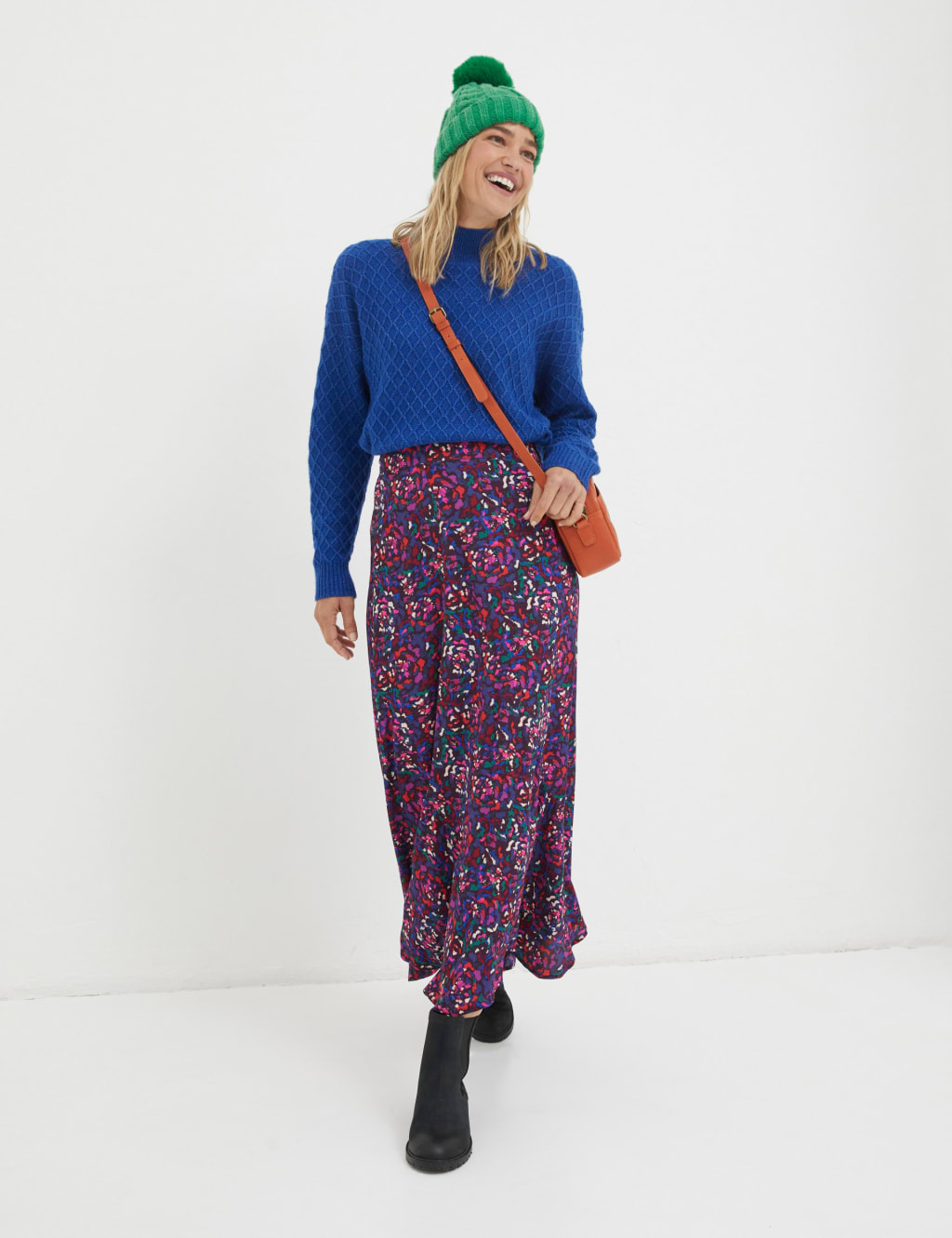 Floral Midi A-Line Skirt image 3