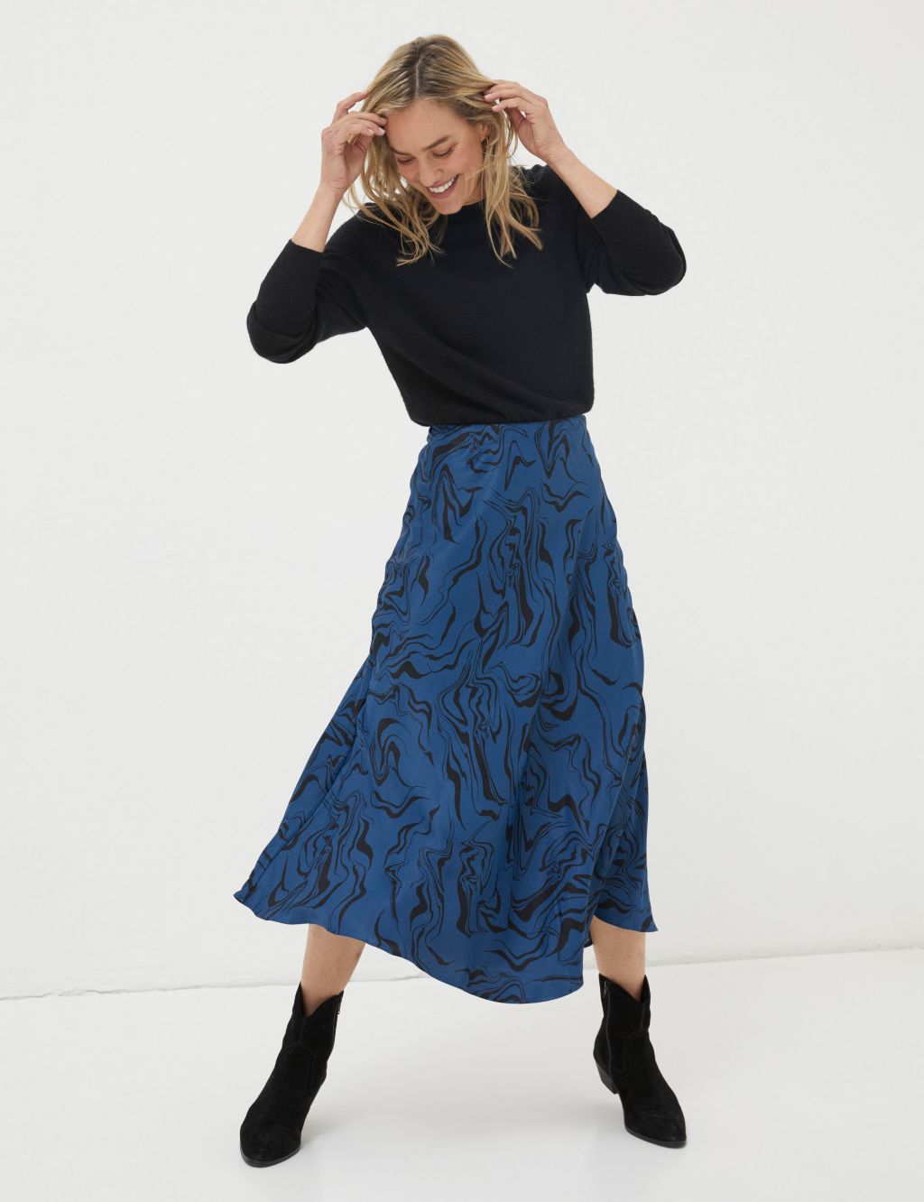 Printed Midi A-Line Skirt image 1