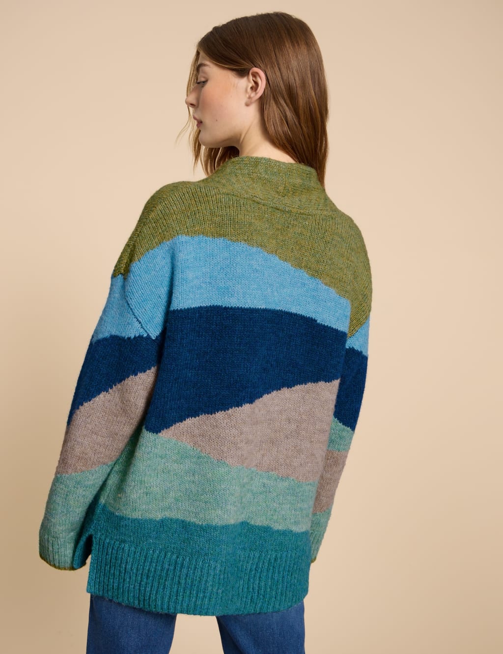 Colour Block Wrap Cardigan with Wool image 4
