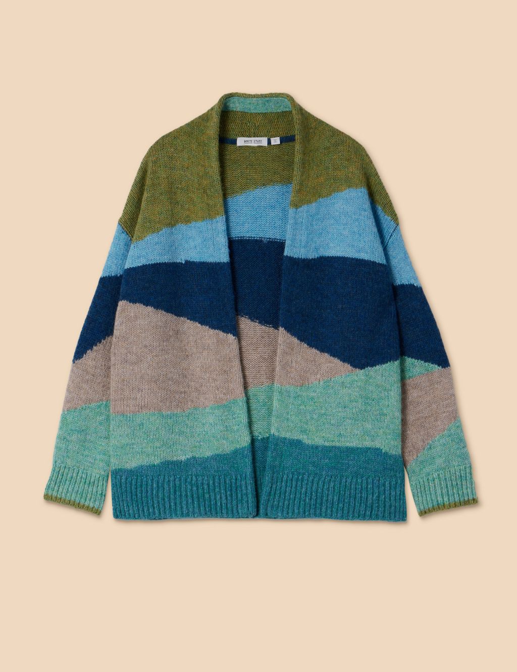 Colour Block Wrap Cardigan with Wool image 2