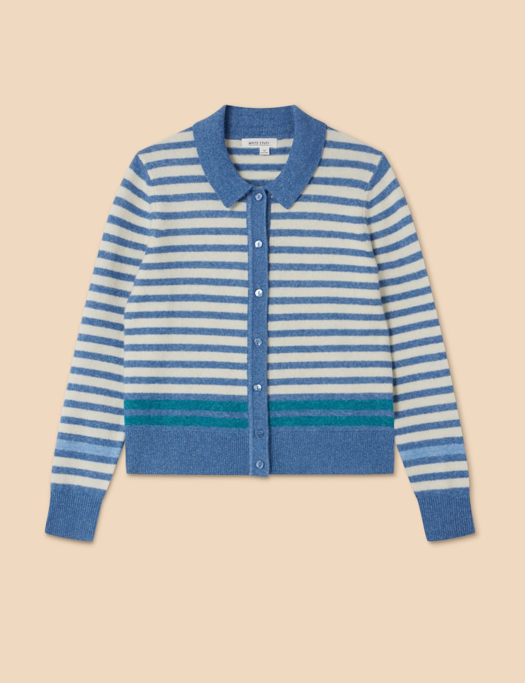 Striped Collared Button Front Cardigan image 2