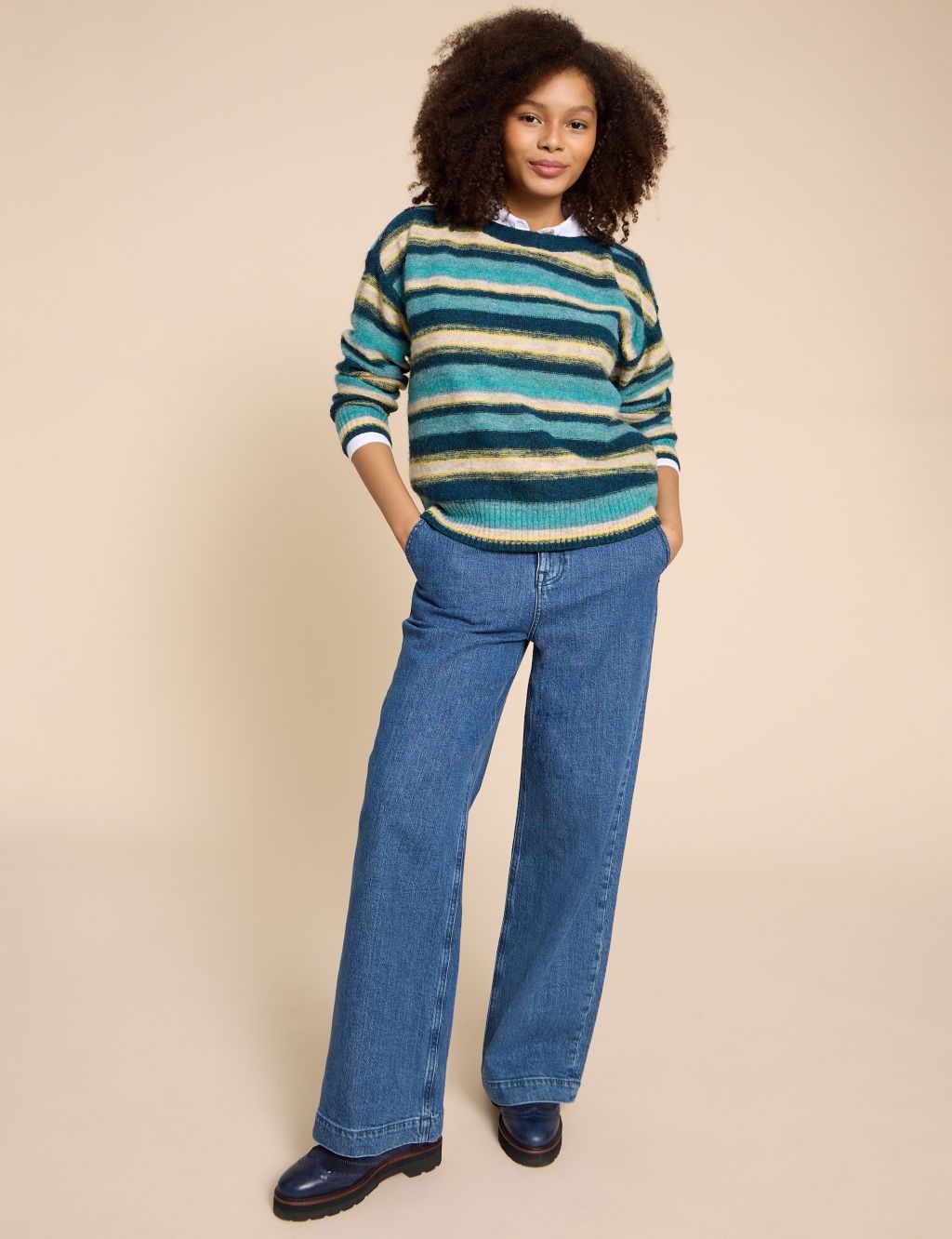 Recycled Blend Striped Crew Neck Jumper image 3