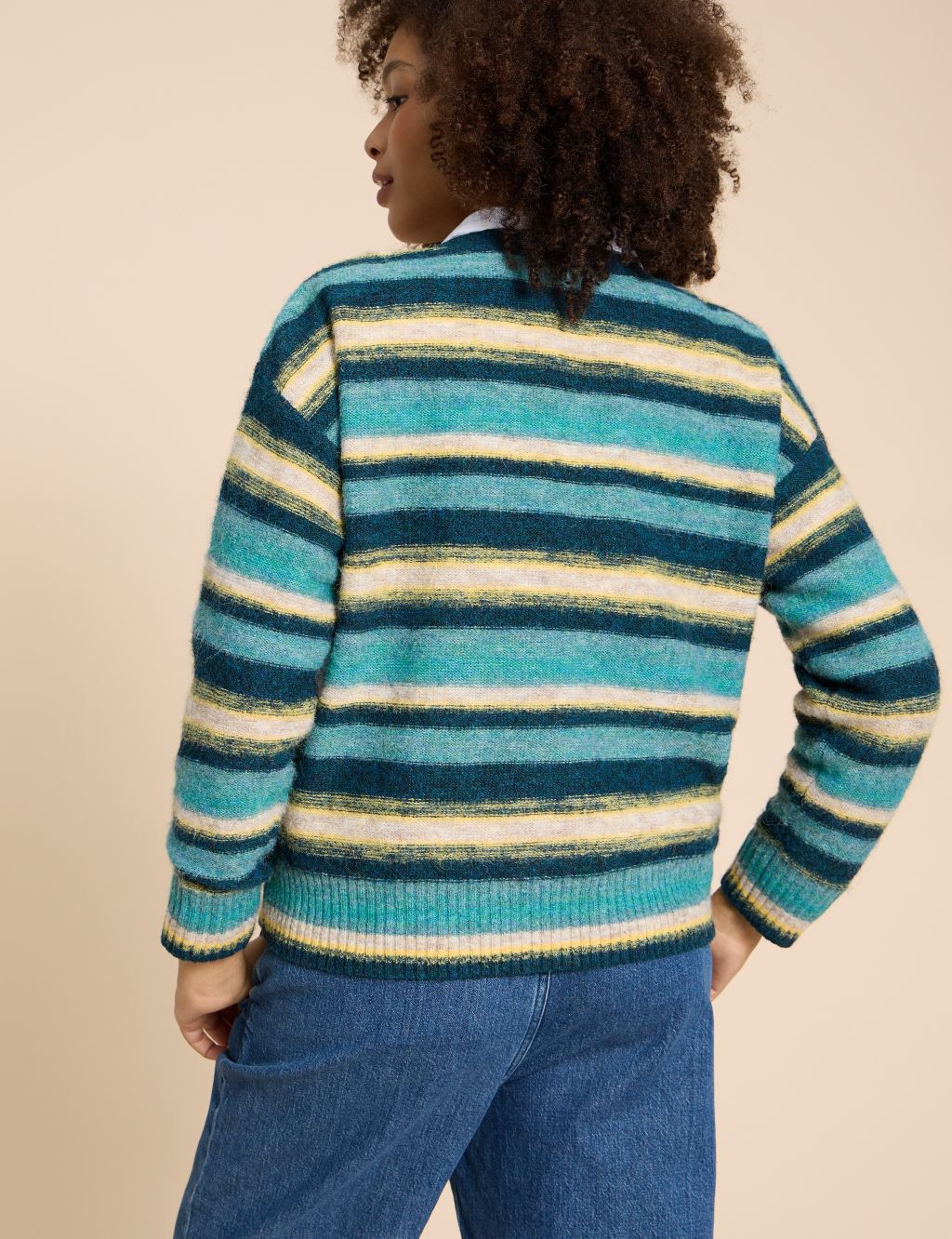 Recycled Blend Striped Crew Neck Jumper image 4