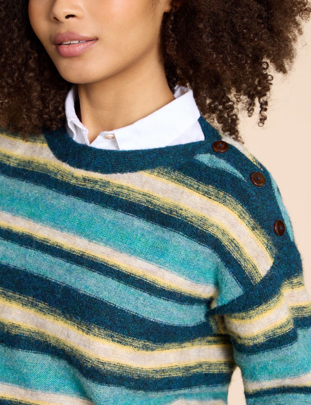 Recycled Blend Striped Crew Neck Jumper image 5