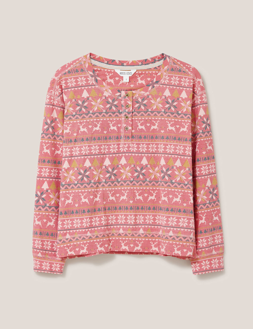 Cotton Rich Fair Isle Reindeer Pyjama Top image 1