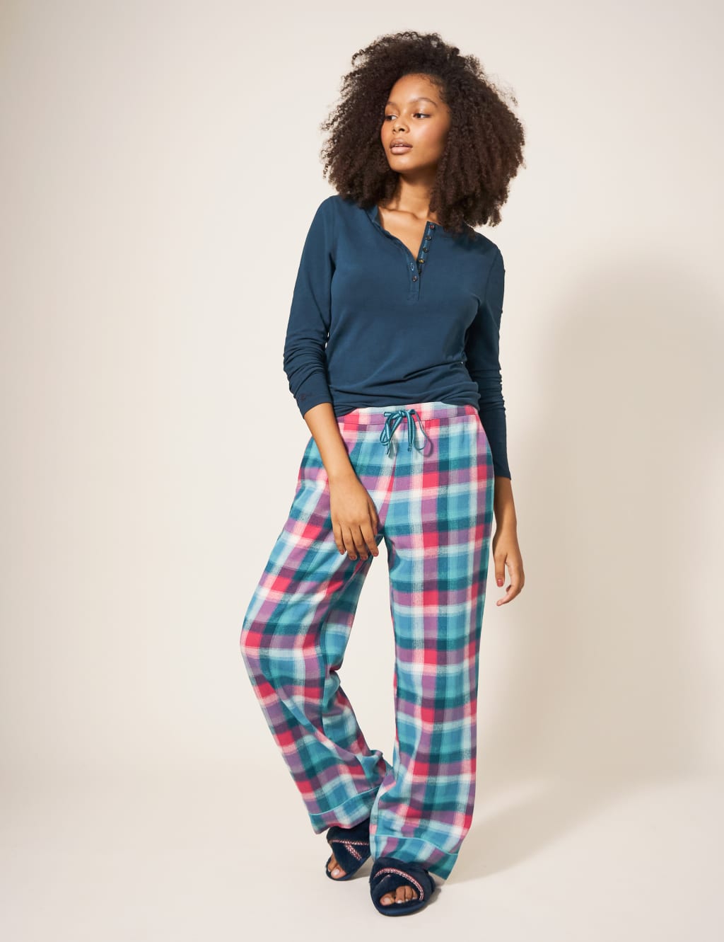 Organic Cotton Checked Pyjama Bottoms image 1