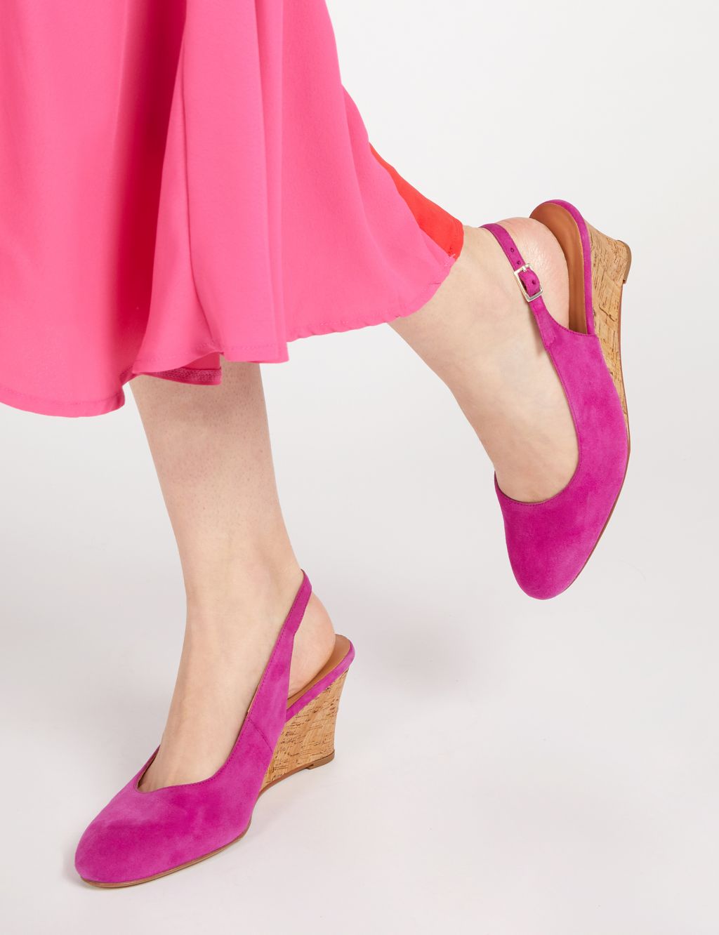 Suede Wedge Slingback Shoes