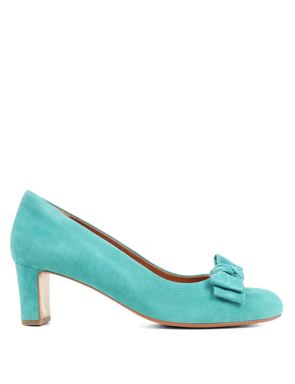 Suede Bow Block Heel Court Shoes image 5