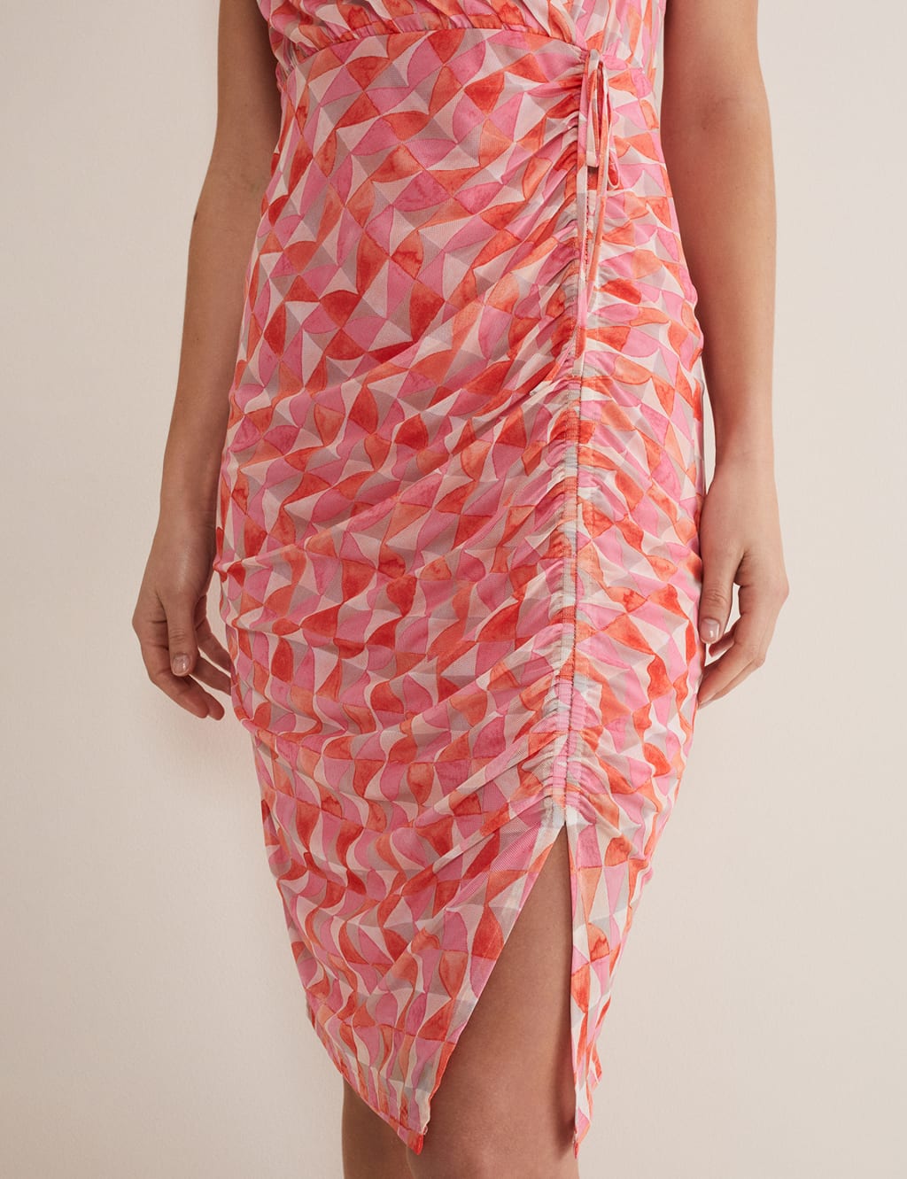 Geometric V-Neck Knee Length Wrap Dress image 6