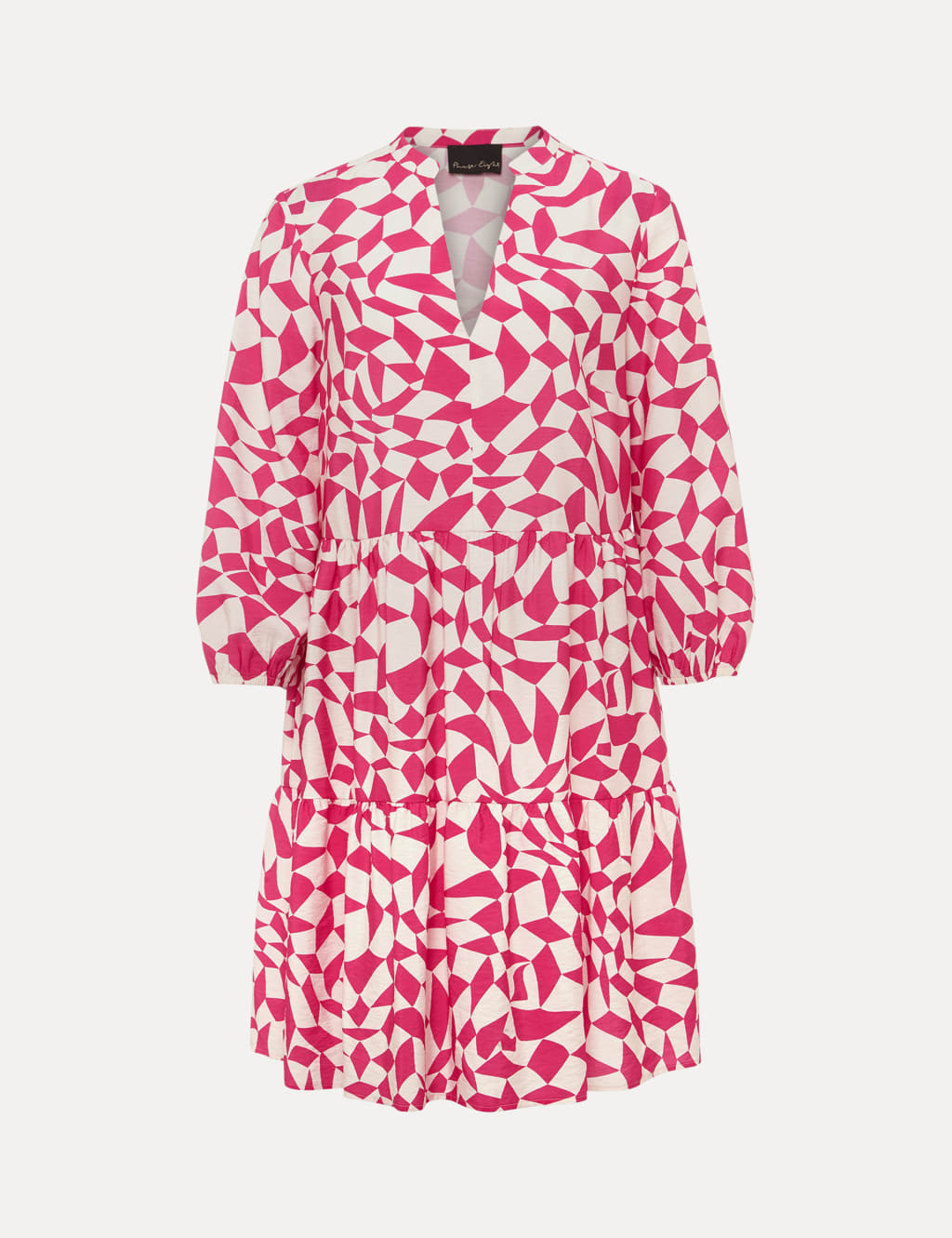 Geometric V-Neck Knee Length Swing Dress image 2
