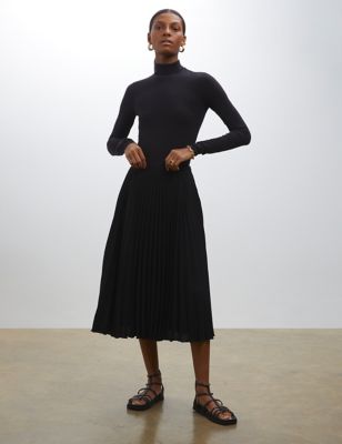 Finery London Womens Pleated Midi Skirt - 20 - Black, Black