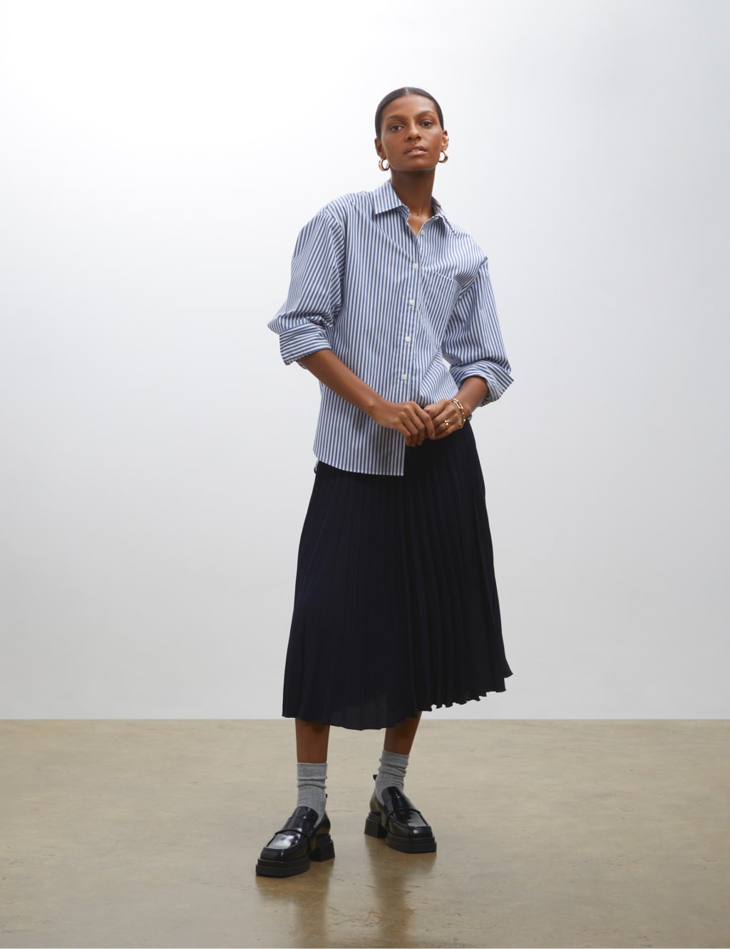 Merritt Navy Midi Skirt
