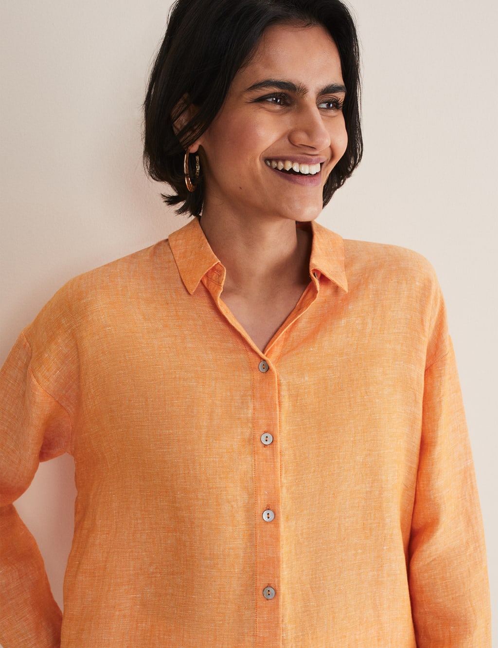 Pure Linen Collared Longline Shirt image 5