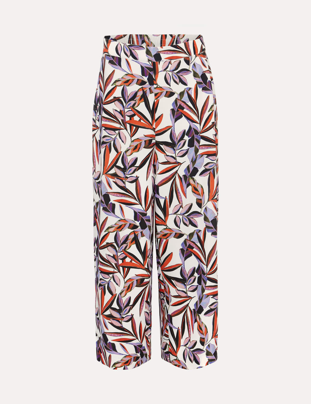 Printed Elasticated Waist Wide Leg Trousers image 2