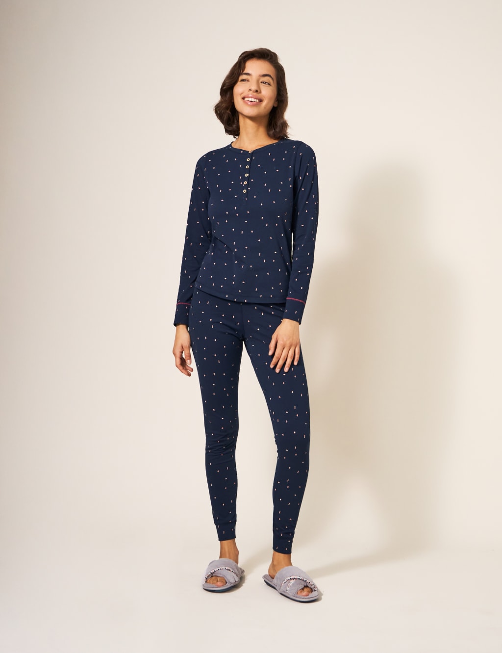 Cotton Rich Printed Pyjama Bottoms image 1