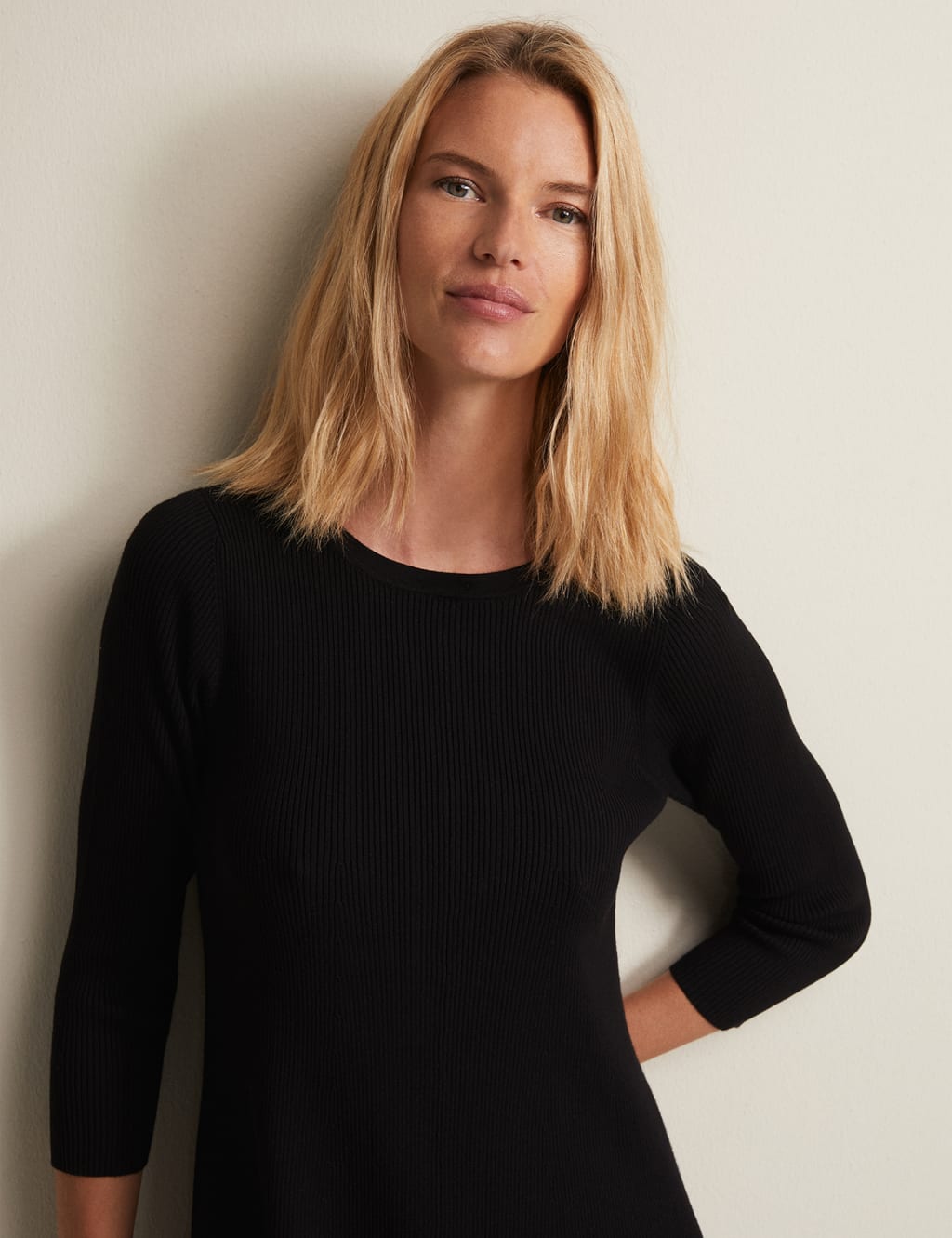 Knitted Ribbed Collared Mini Dress image 7