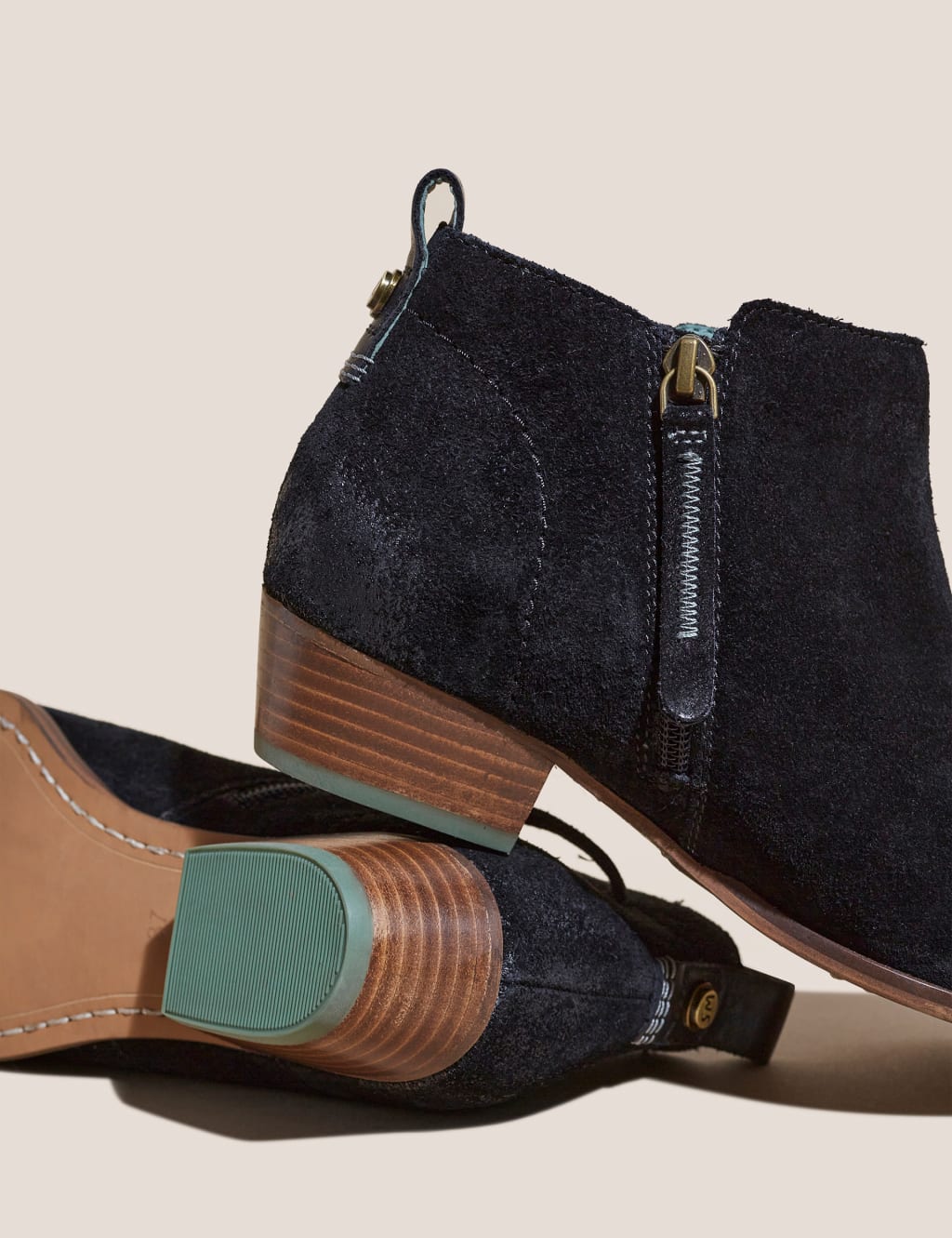 Suede Block Heel Ankle Boots image 2