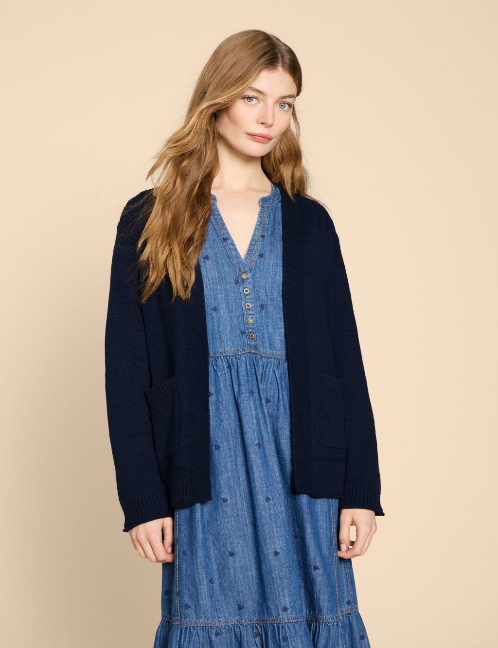 Cotton Rich Edge to Edge Relaxed Cardigan