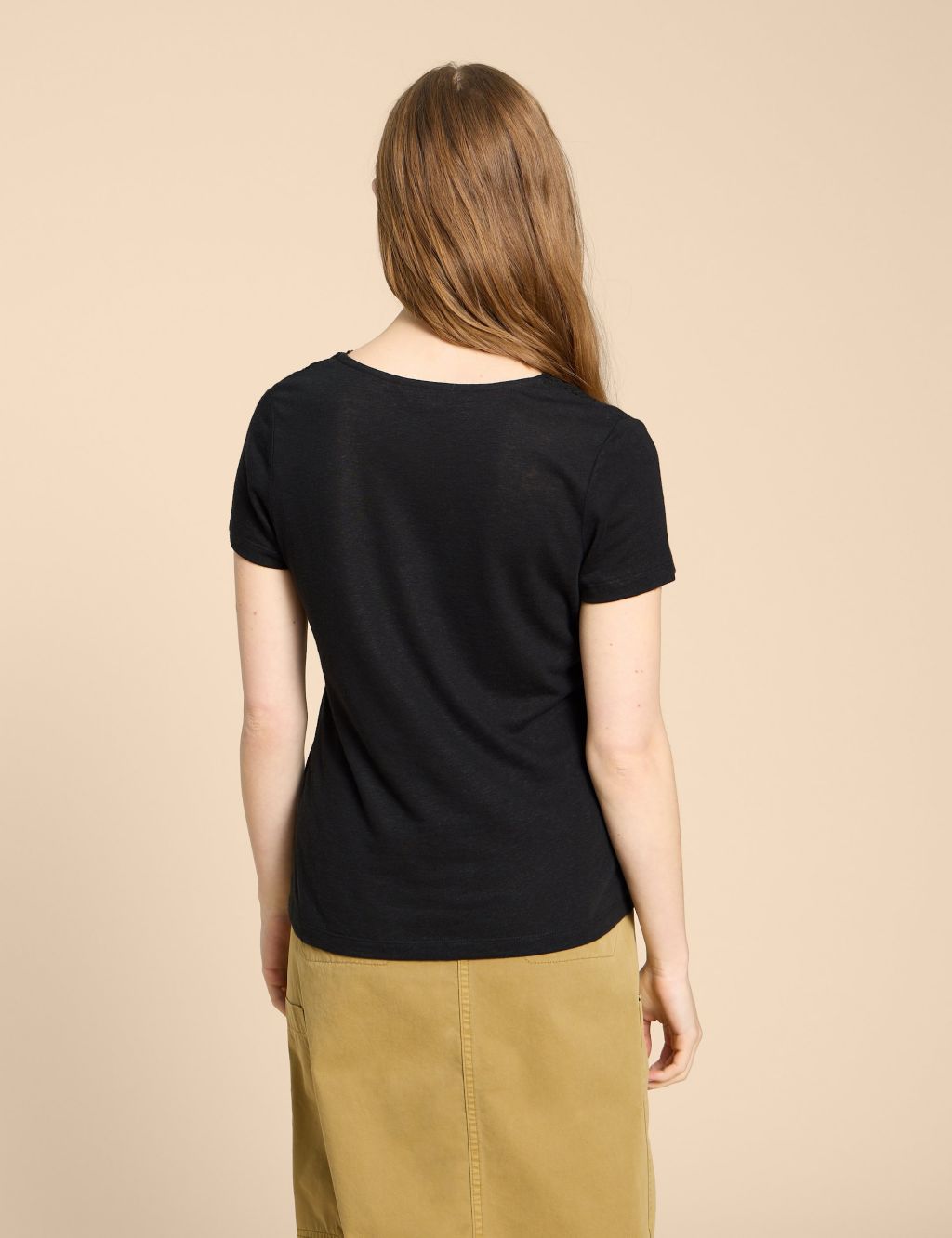 Linen Rich Lace Insert T-Shirt image 4