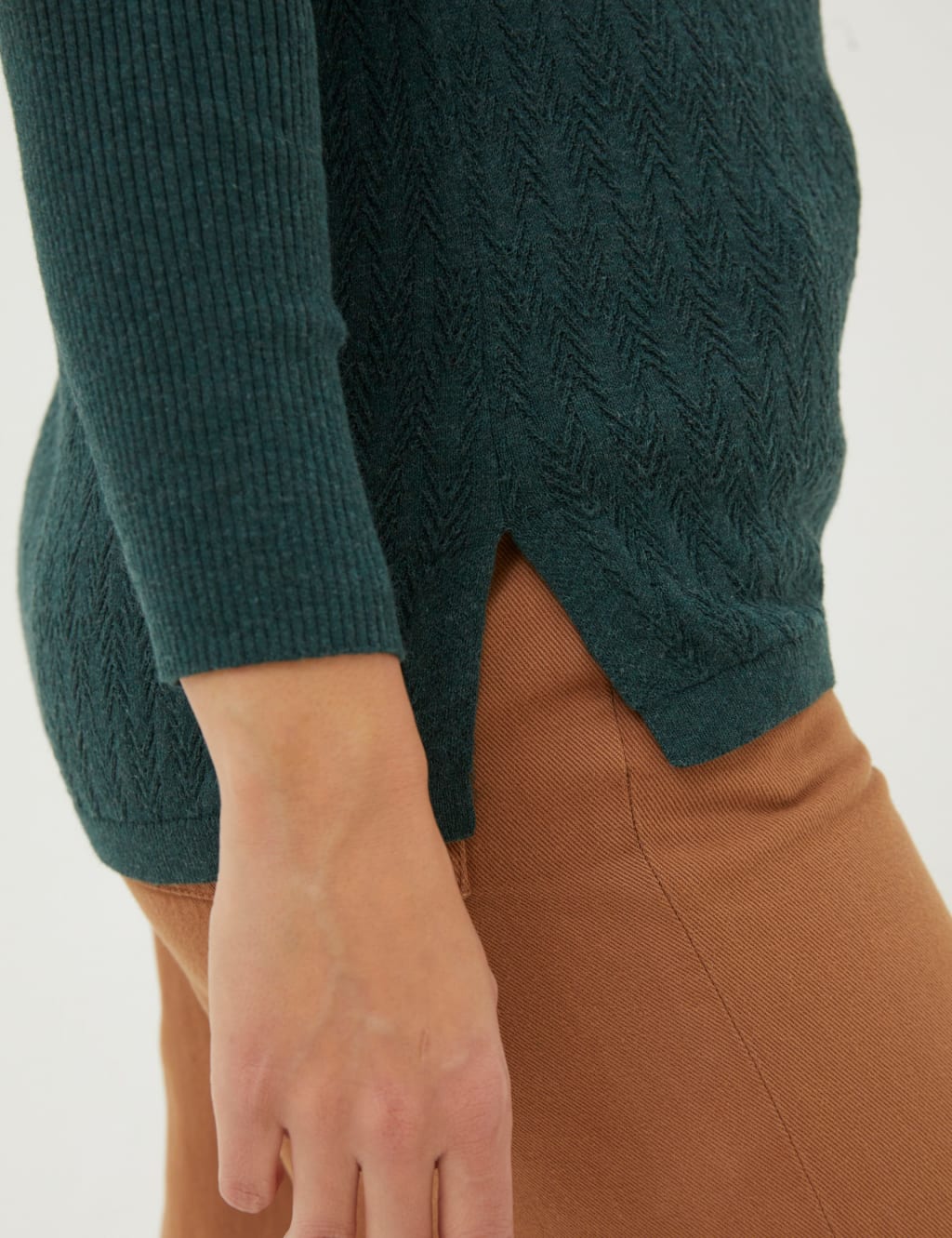 Pure Cotton Textured Slash Neck Jumper image 5