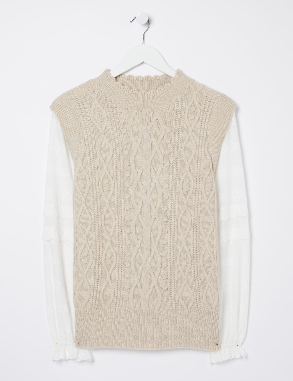 Cable Knit Crew Neck Knitted Vest Top image 2