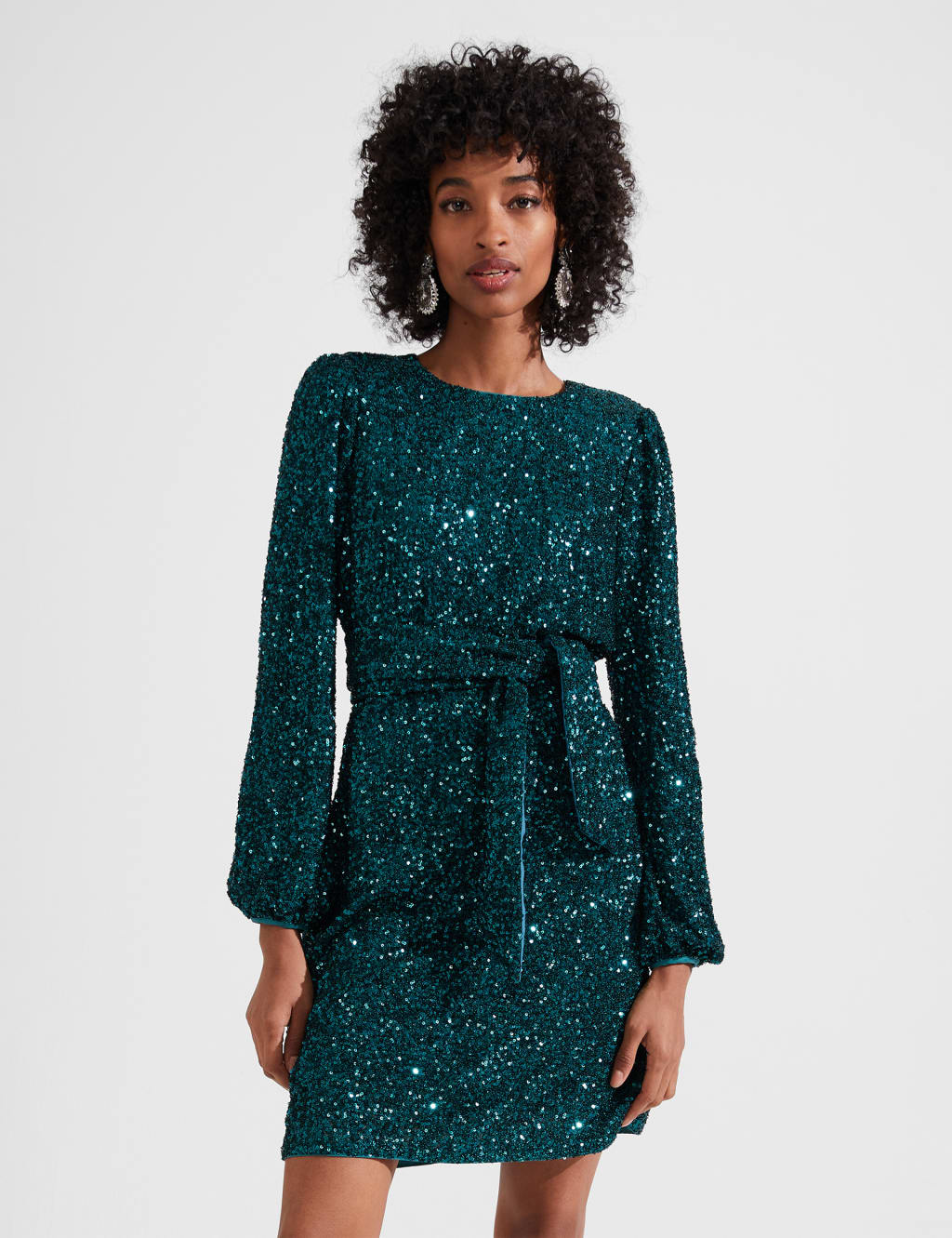 Sequin Belted Mini Shift Dress image 1