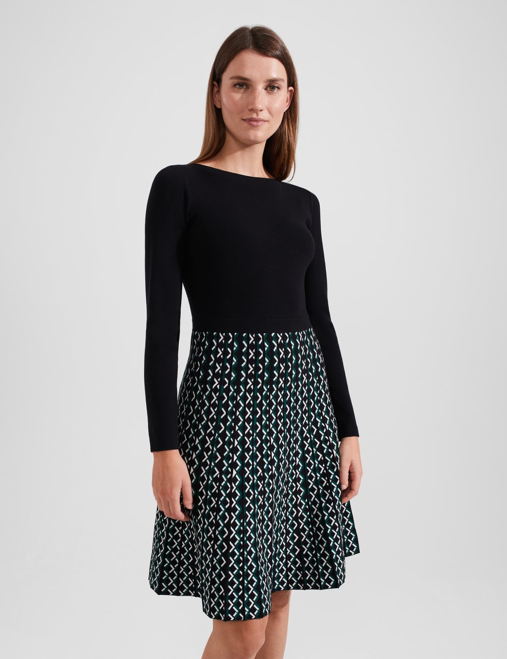 Knitted Knee Length Waisted Dress image 3