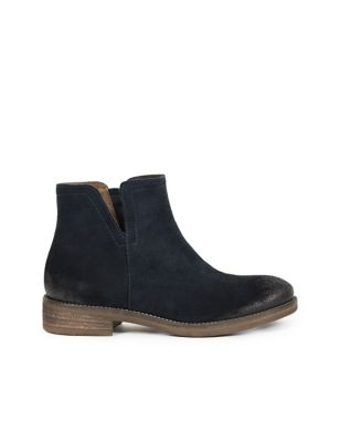 Celtic & Co. Women's Suede Flat Ankle Boots - 7 - Navy, Navy
