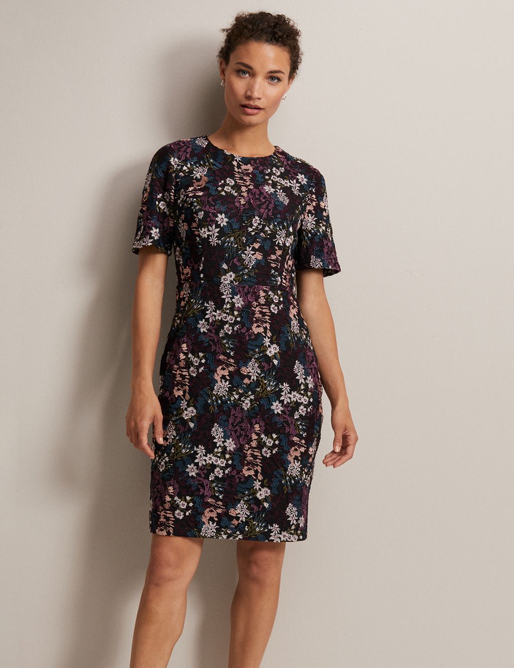 Floral Embroidered Knee Length Waisted Dress image 1