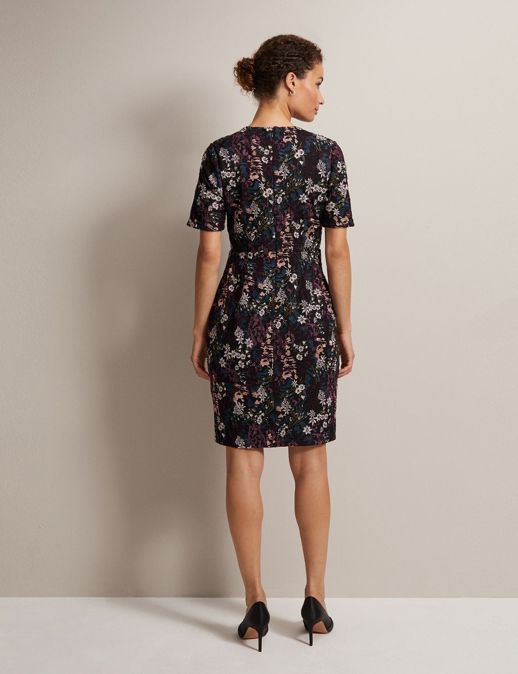 Floral Embroidered Knee Length Waisted Dress image 3