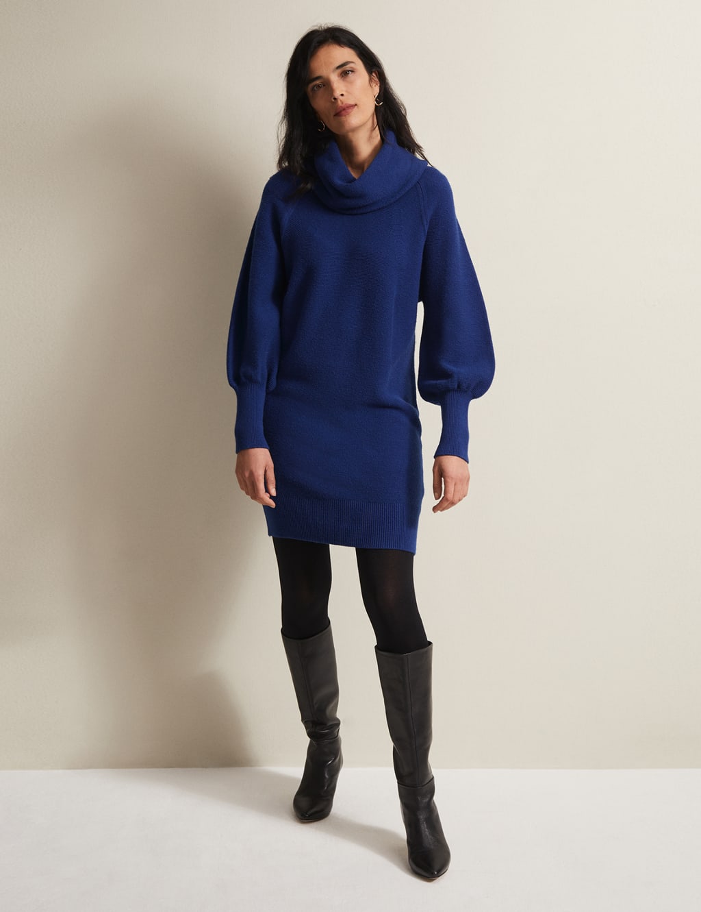 Knitted Cowl Neck Mini Jumper Dress image 3