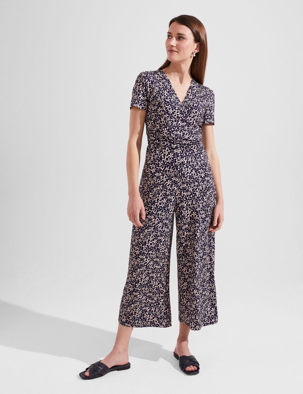 Floral Cropped Waisted Wrap Jumpsuit image 1