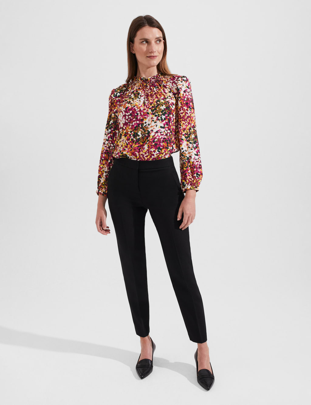 Printed Shirred High Neck Blouse image 5