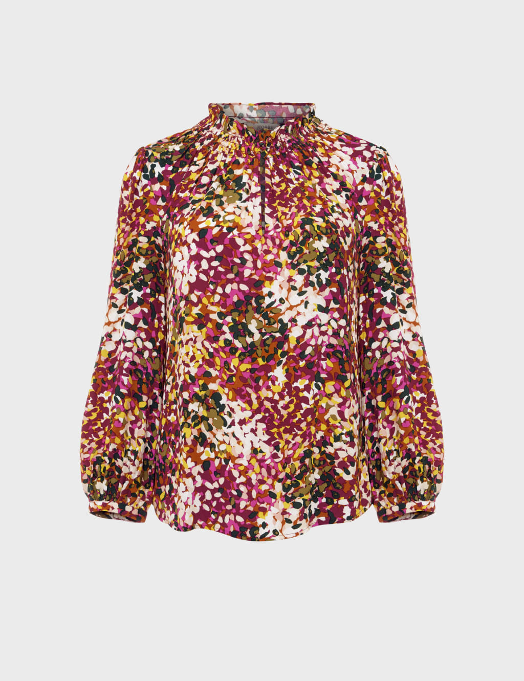 Printed Shirred High Neck Blouse image 2