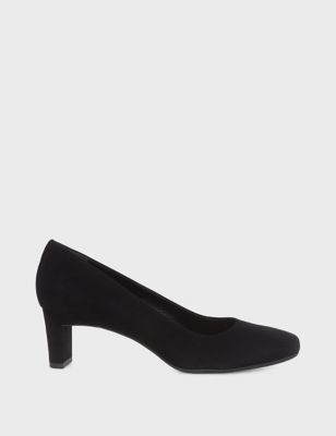 Hobbs Women's Suede Block Heel Square Toe Court Shoes - 3 - Black, Black