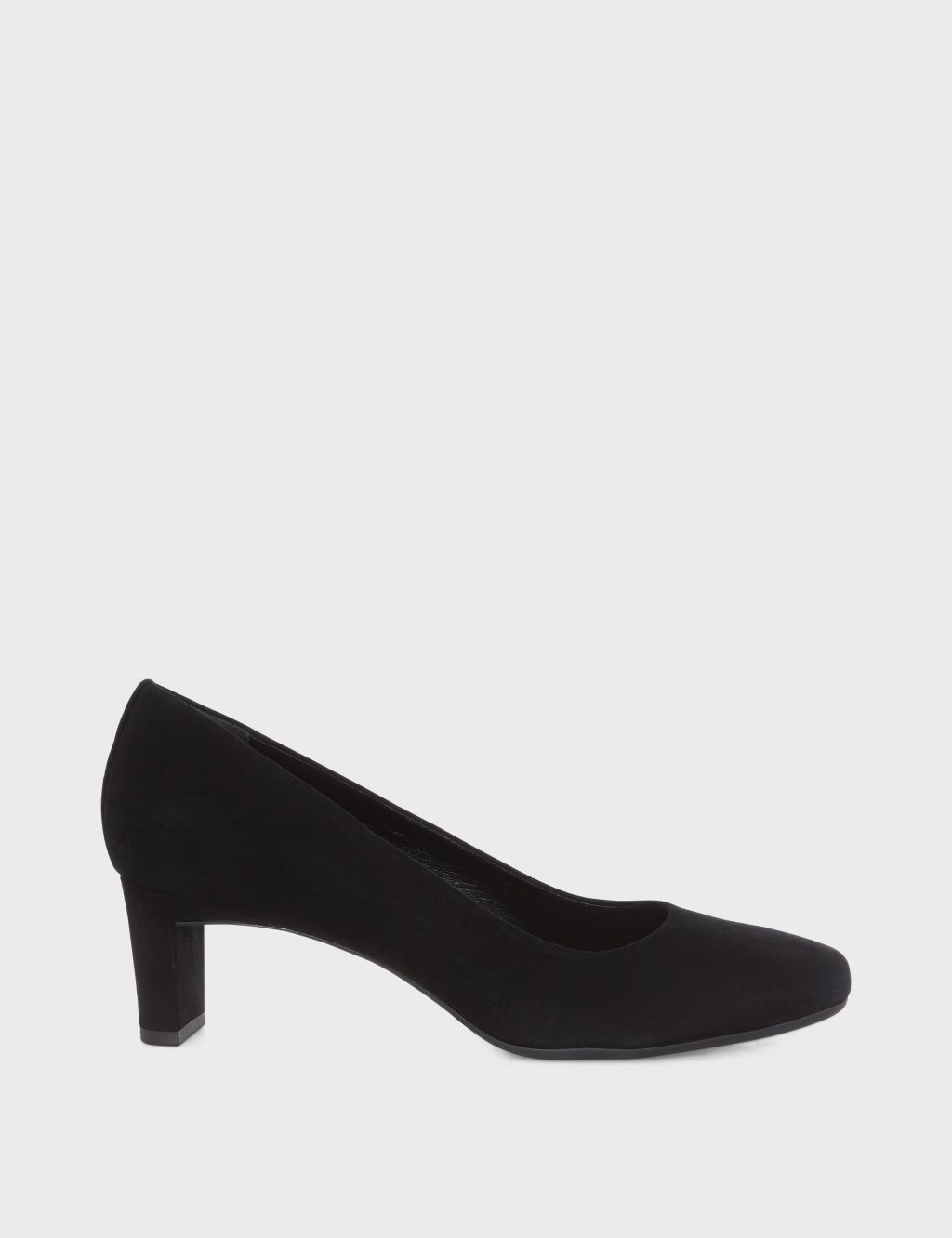 Suede Block Heel Square Toe Court Shoes