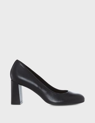 Hobbs Womens Leather Block Heel Court Shoes - 4 - Black, Black