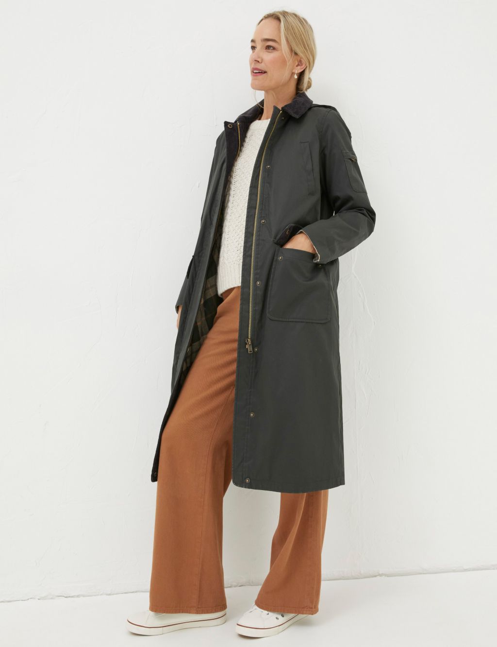 Hooded Collared Longline Trench Coat image 1