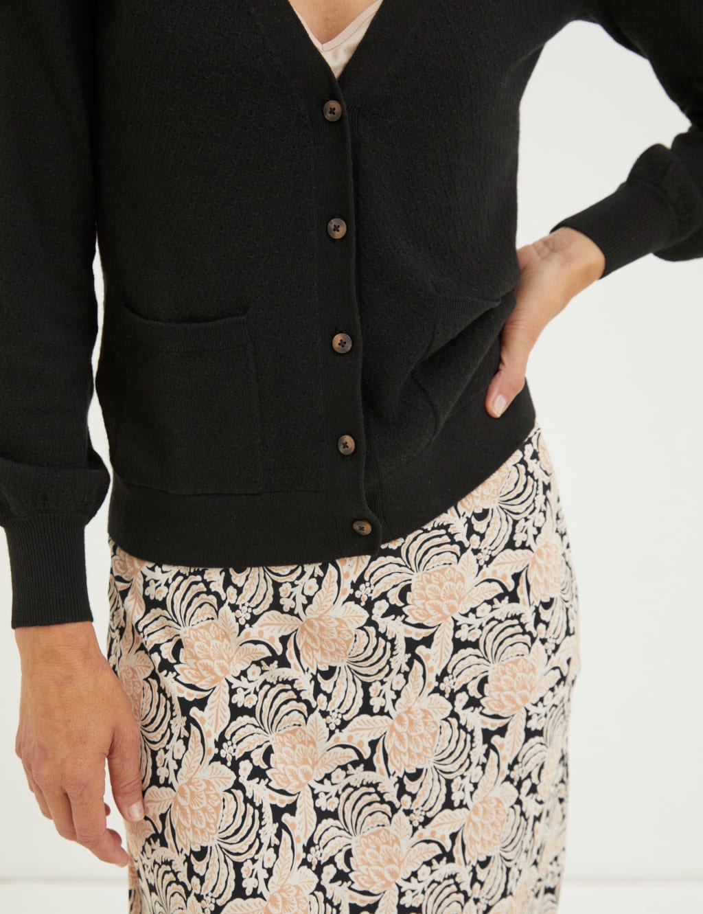Cotton Rich Textured V-Neck Cardigan image 4