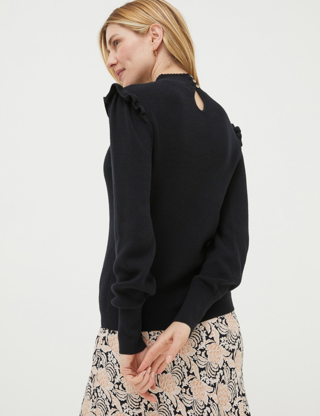 Pure Cotton Textured Funnel Neck Jumper image 3