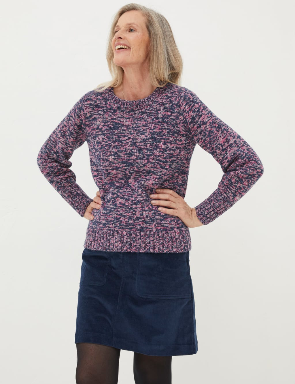 Cotton Rich Textured Crew Neck Jumper image 1