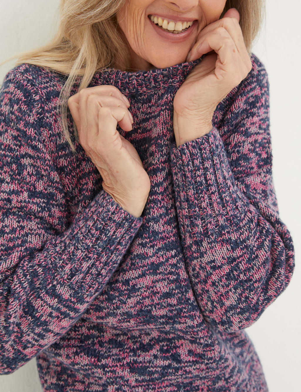 Cotton Rich Textured Crew Neck Jumper image 3