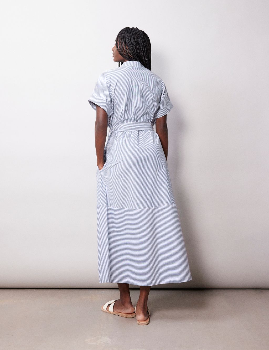 Cotton Rich Striped Midi Shirt Dress image 3