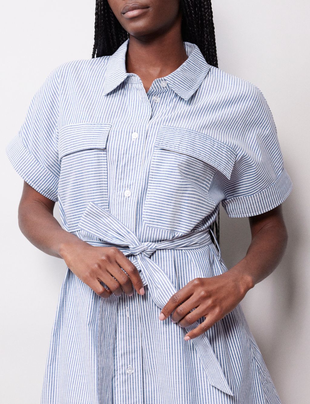 Cotton Rich Striped Midi Shirt Dress image 4