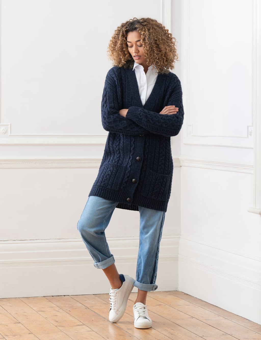 Pure Wool Cable Knit V-Neck Cardigan image 2