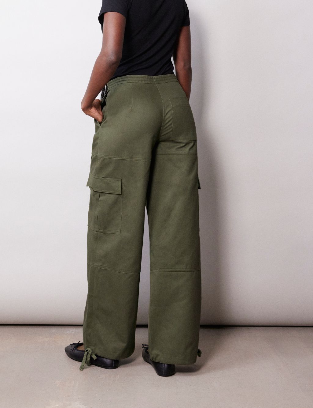 Twill Cargo Wide Leg Trousers image 3